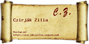 Czirják Zilia névjegykártya